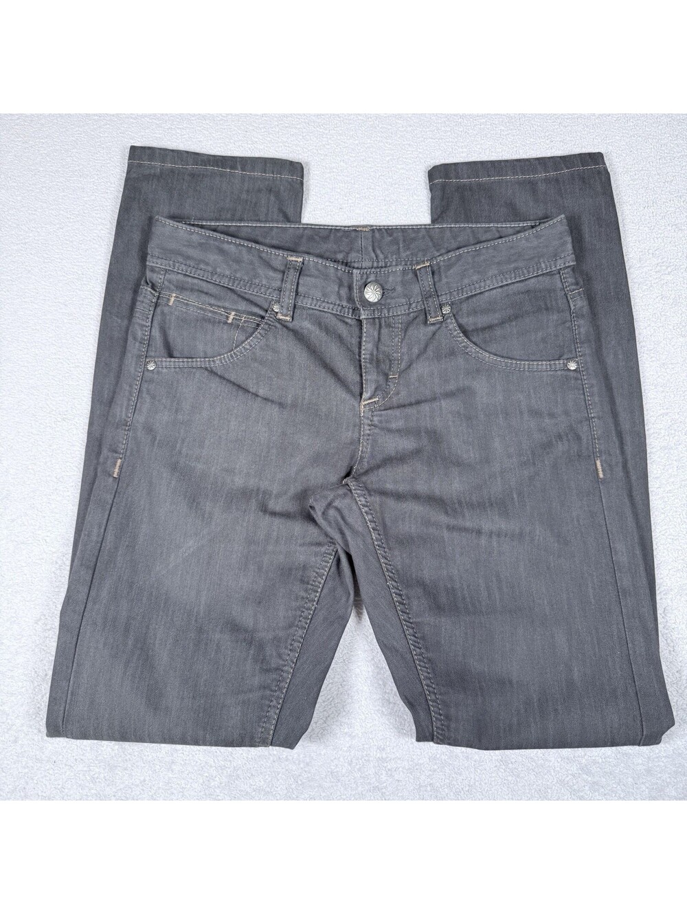 ATHLETA Frontier Jeans, Women's Size 4P, Straight Leg Charcoal, Style 265830